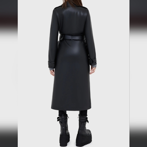 Killstar Sleek Black Trench Coat - Picture 5 of 11